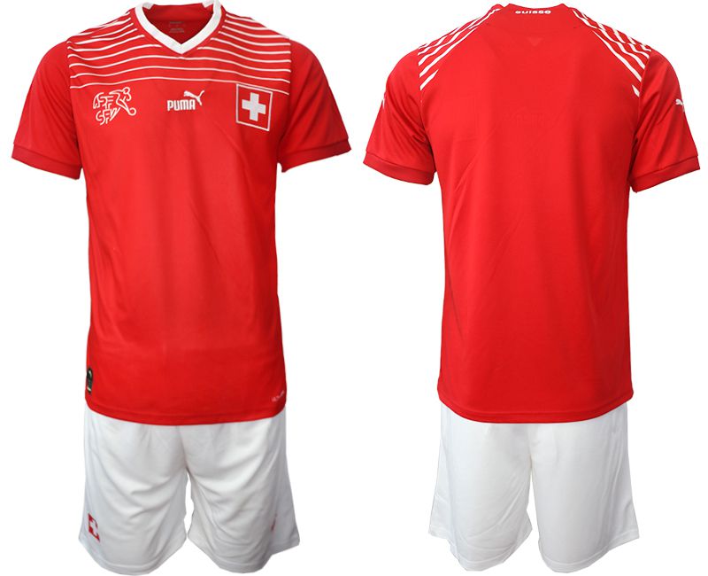 Men 2022 World Cup National Team Switzerland home red blank Soccer Jerseys